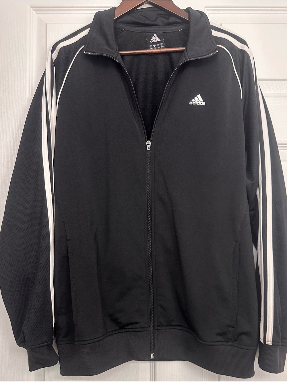 adidas Black Track Jacket with White Stripes